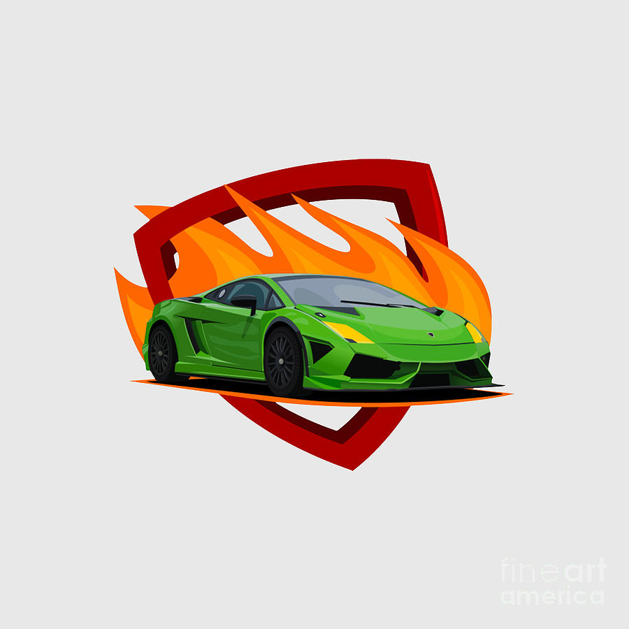 Lamborghini car design with a fire theme Drawing by Charles P Hoover ...