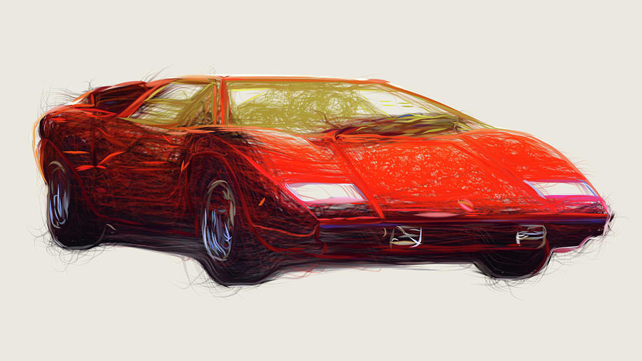 Lamborghini Countach Drawing Digital Art by CarsToon Concept - Fine Art ...