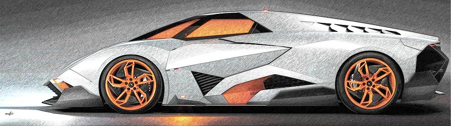 Lamborghini Egoista Drawing by Maciek Froncisz