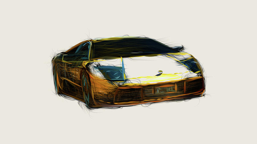 Lamborghini Murcielago Car Drawing Digital Art by CarsToon Concept - Pixels