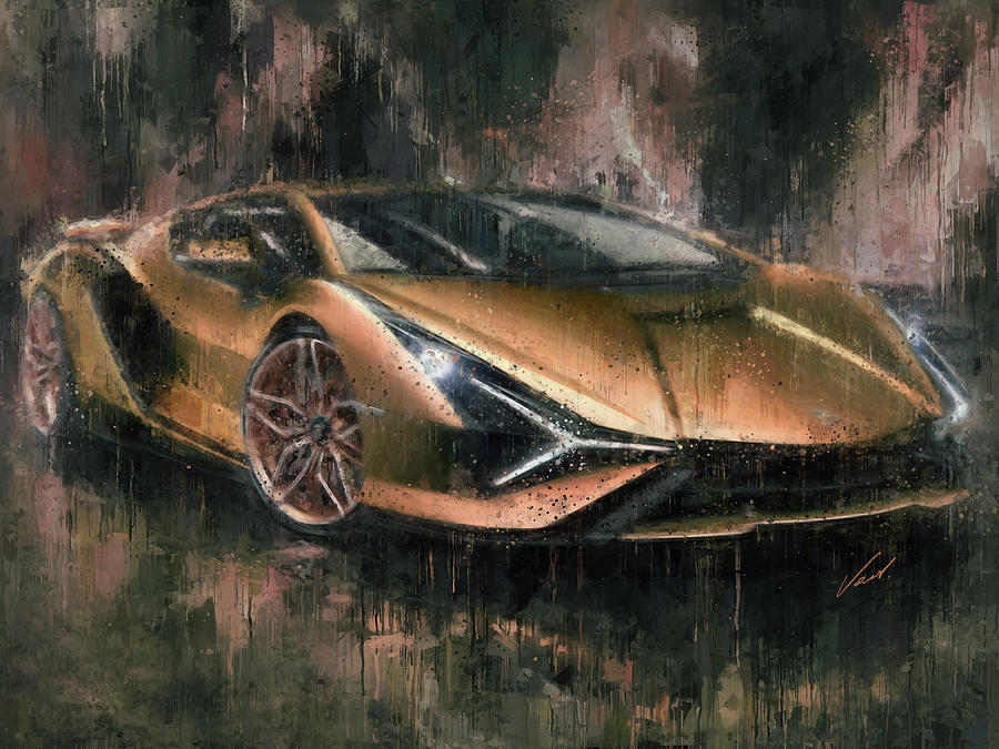 Lamborghini Sian painting by Vart Painting by Vart