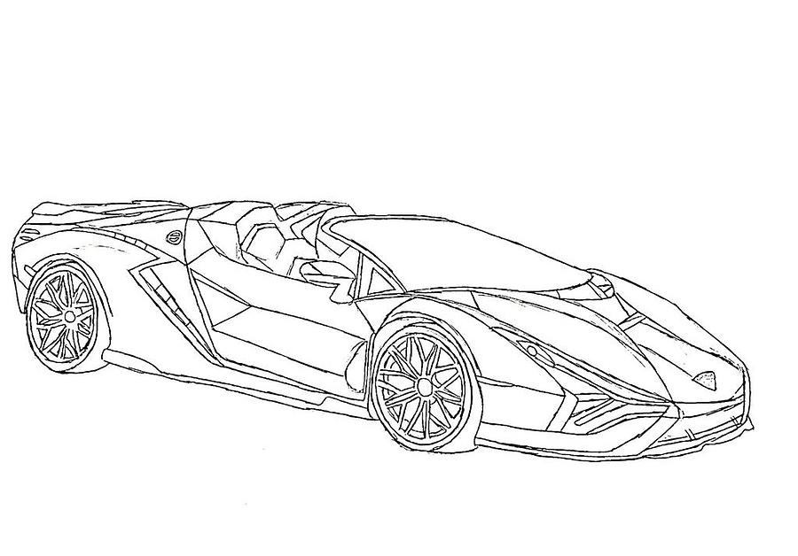 Lamborghini SIAN FKP 37 drawing / Sketch Digital Art by Ravi Maran ...