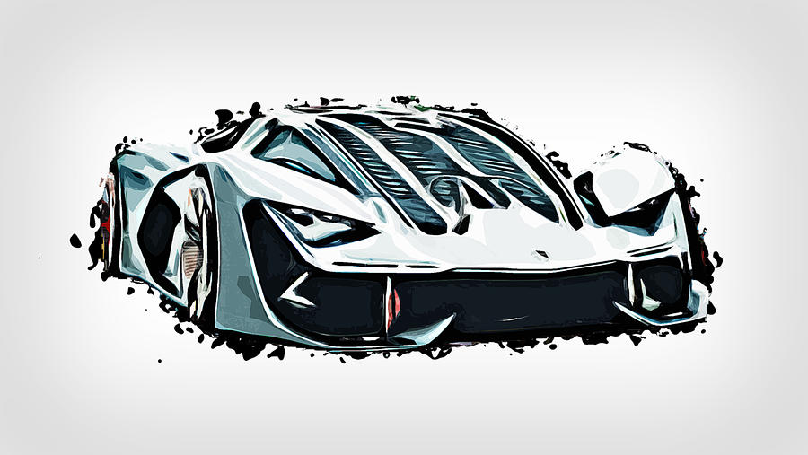 Lamborghini Terzo Millennio Concept Digital Art by Car Posters - Pixels