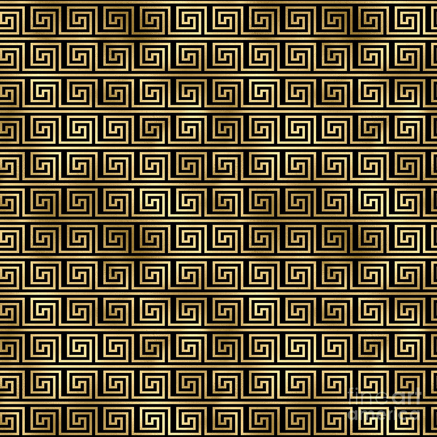 Lamela - Gold Black Art Deco Seamless Pattern Digital Art by Sambel Pedes