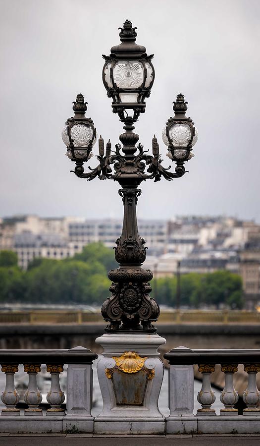 Lamp on the Pont Alexandre III Photograph by Dave Koch