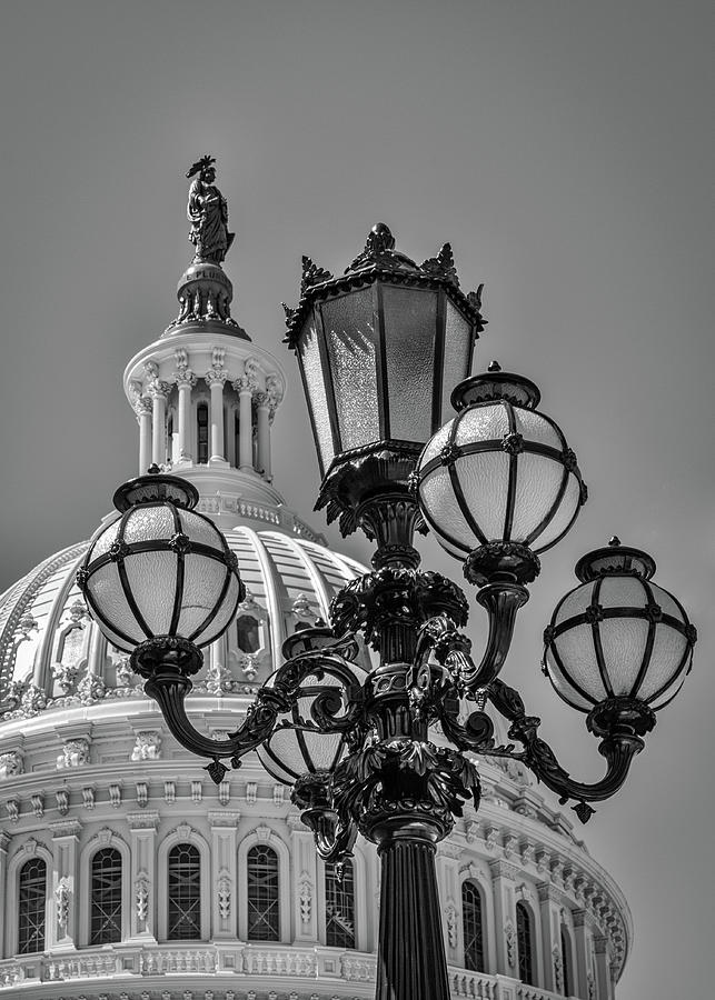 Lamp Post And The Capitol Dome Photograph by Elvira Peretsman