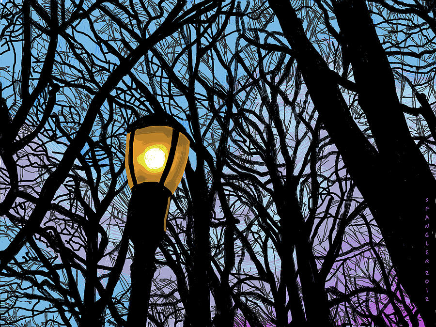 Lamplight at twilight Painting by Susan Spangler