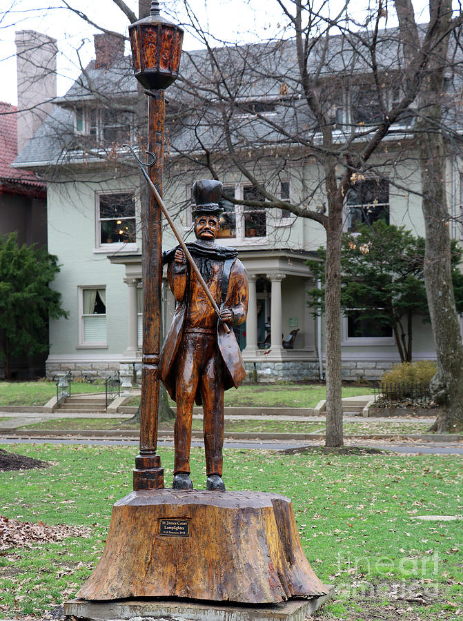 Lamplighter Carving on St. James Court in Old Louisville Kentucky 9657 Photograph by Jack Schultz