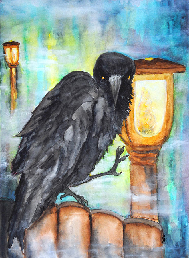 Lamplighter Raven Painting by Vallee Johnson
