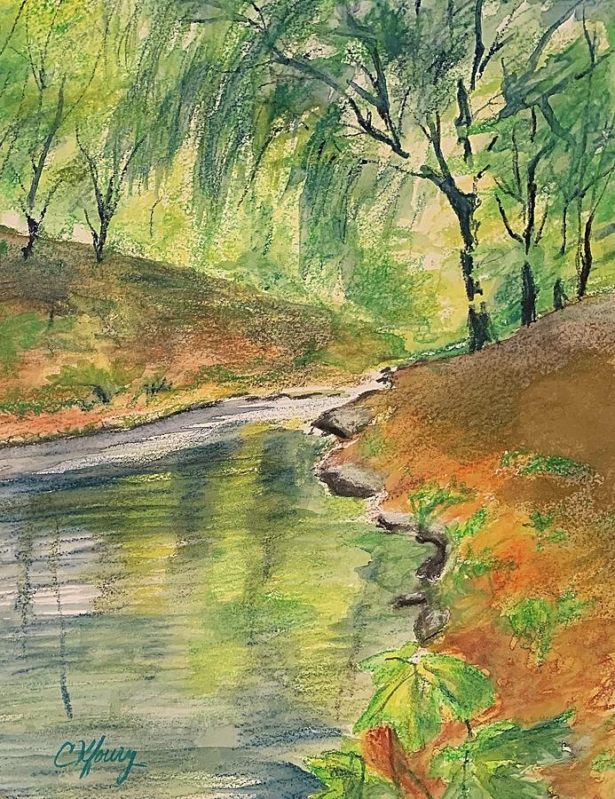 Lamprey River Spot Painting by Christine Kfoury