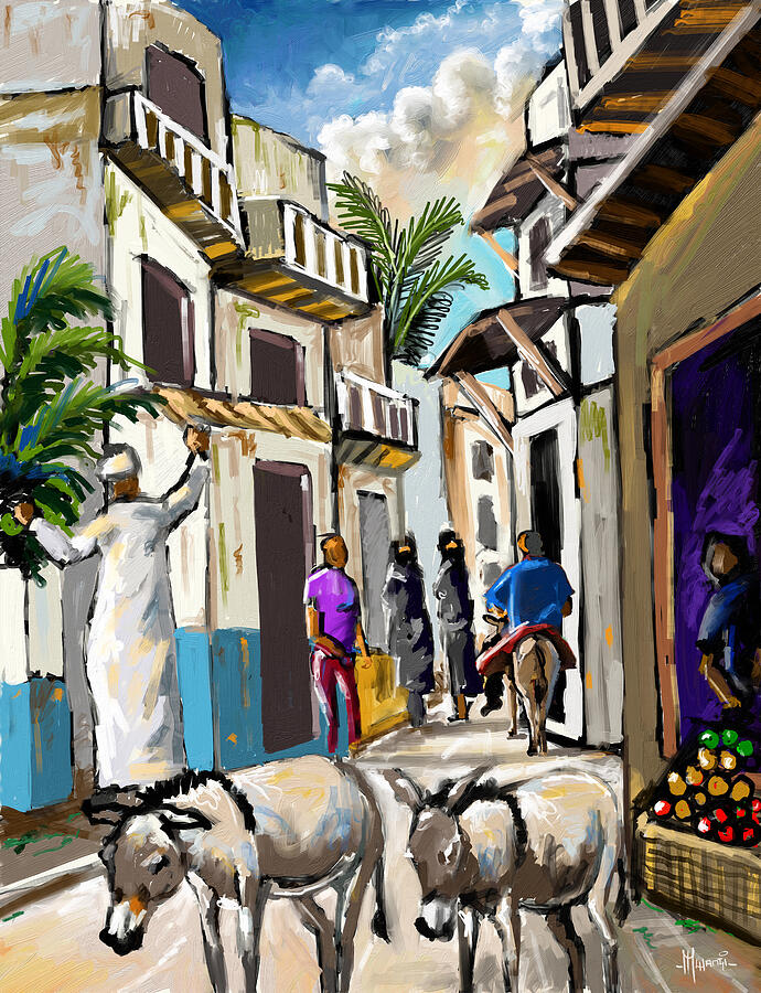 Lamu Street Painting by Anthony Mwangi - Fine Art America