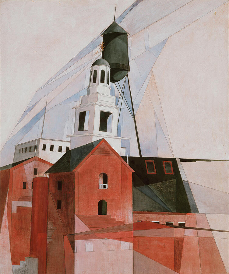 Lancaster in the Province No 2 - Cityscape with water tower Painting by Charles Demuth