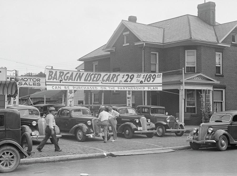 Lancaster, Ohio, Old Cars, OH, Used Car Lot, 1938, 1930's, Old Photo