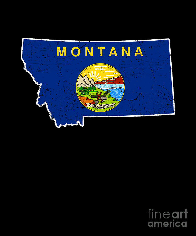 Land Map America US State Distressed Montana Digital Art by ShirTom ...