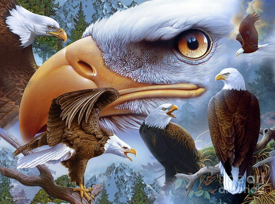 Land Of The Free Eagle Painting by Jerry Gadamus