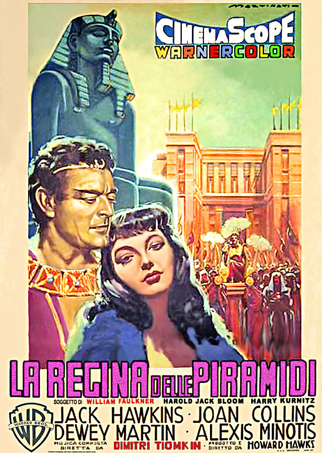 Joan Collins Mixed Media - Land of the Pharaohs, 1955 - art by Luigi Martinati by Movie World Posters