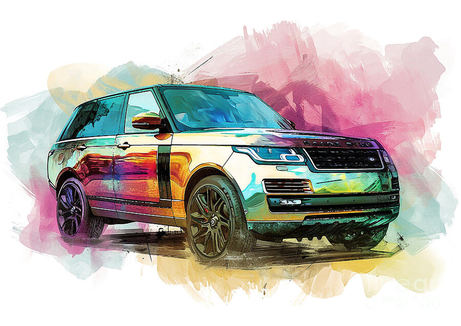 Abstract Painting - Land Rover Range Rover SVAutobiography LWB auto vibrant colors by Clark Leffler