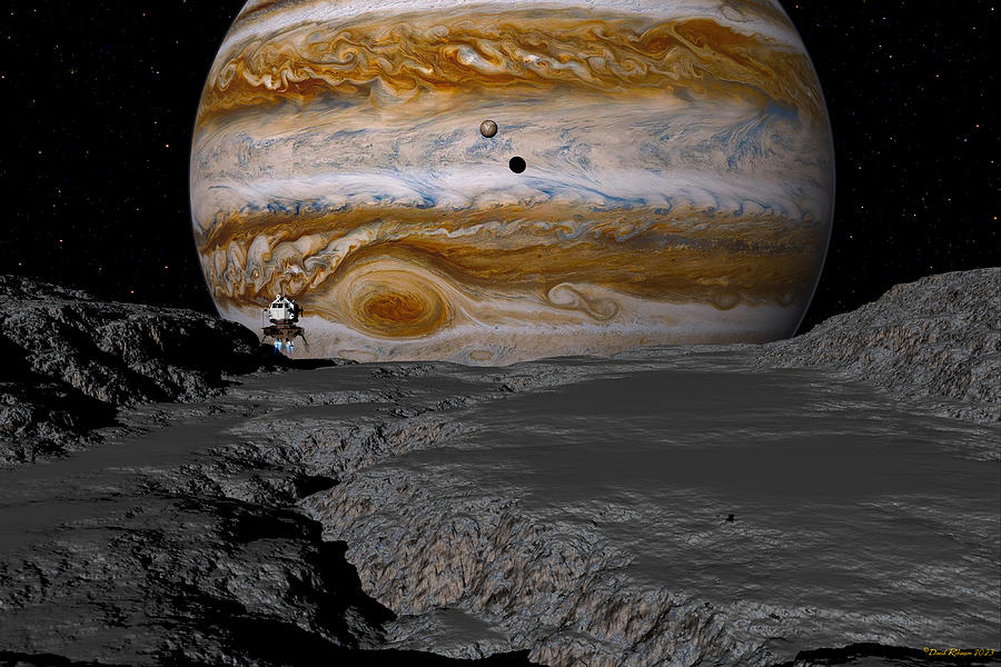 Lander Intrepid over Callisto Digital Art by David Robinson