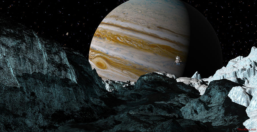 Lander over Europa Digital Art by David Robinson