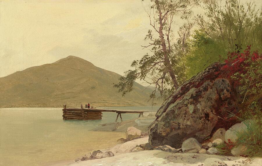 Mountain Painting -  Landing at Sabbath Day Point 1853  by John Frederick Kensett 1816-1872