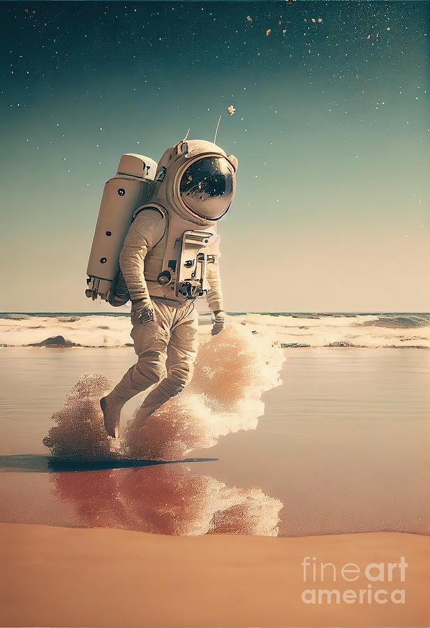 Space Painting - Landing At The Beach by N Akkash