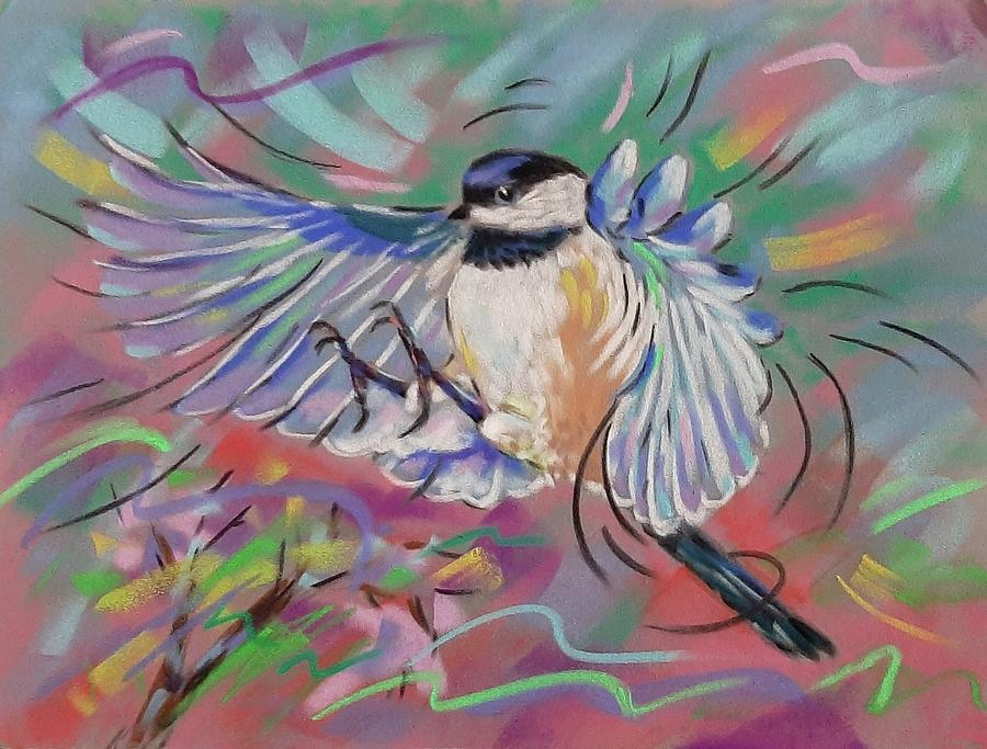 Landing Chickadee Pastel by Vicki Danielson - Fine Art America