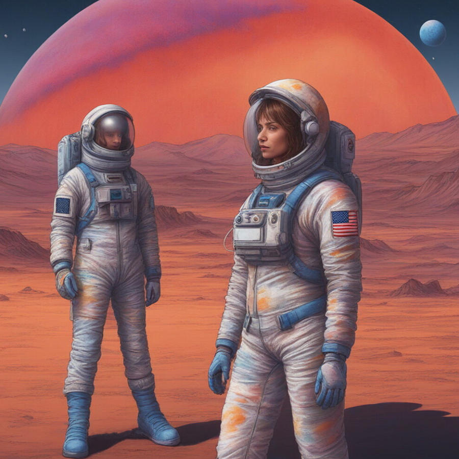 Fantasy Digital Art - Landing On Mars by Vennie Kocsis