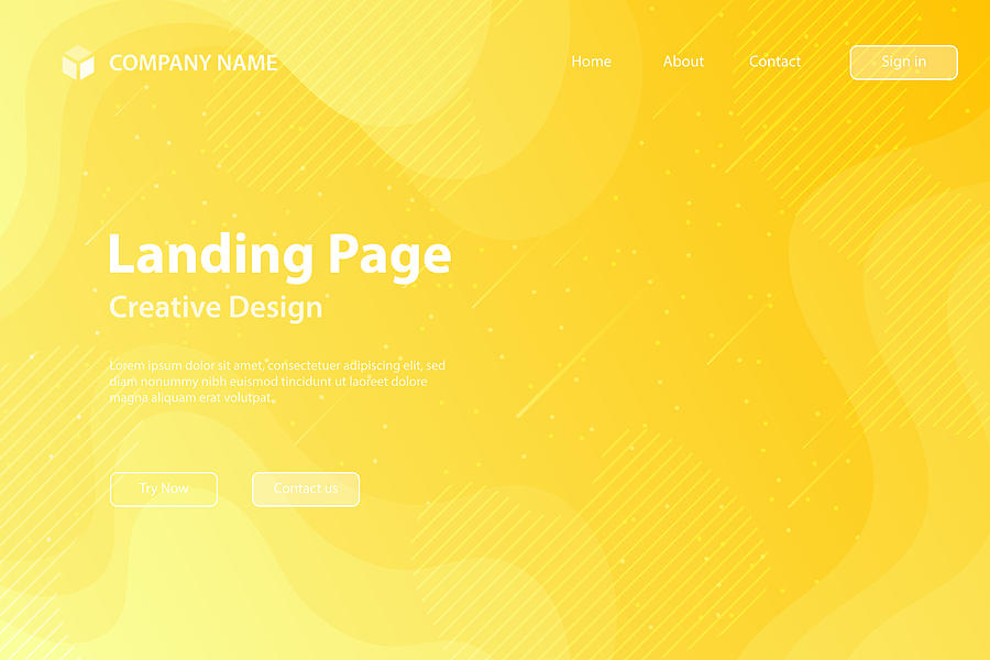 Landing page Template - fluid and geometric shapes composition - Yellow Gradient Drawing by Bgblue