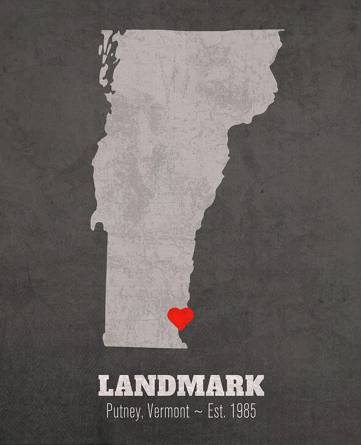 Map Mixed Media - Landmark College Putney Vermont Founded Date Heart Map by Design Turnpike
