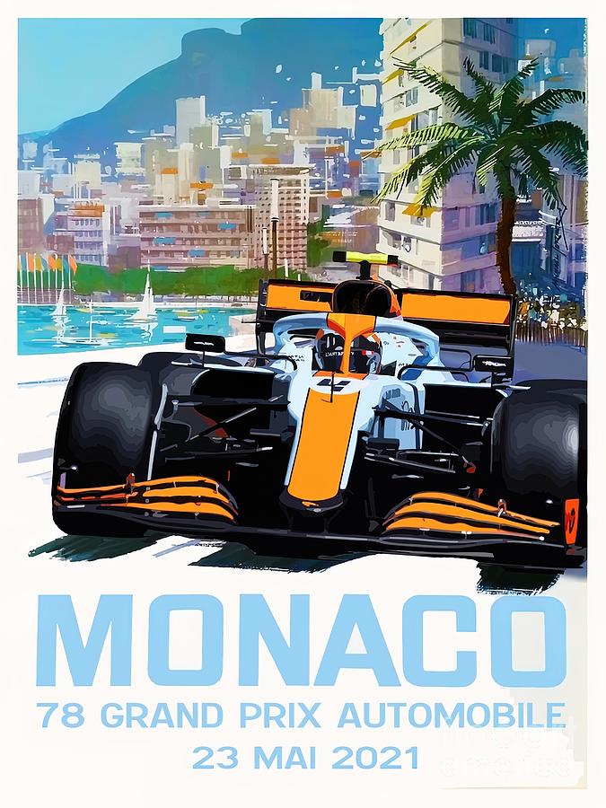 Lando Norris Mclaren Monaco Grand Prix 2021 Painting by Julie Gray - Pixels