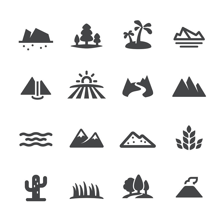 Landscape and Landform Icons - Acme Series Drawing by -victor-