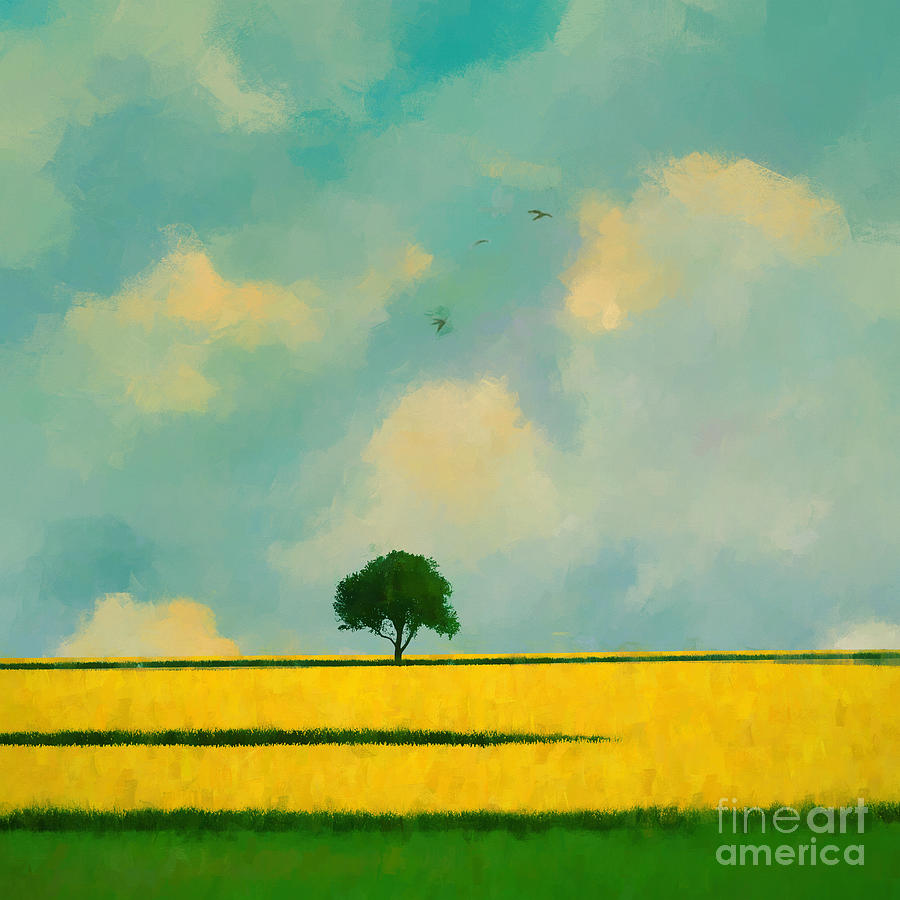 Landscape and the tree Painting by Gull G