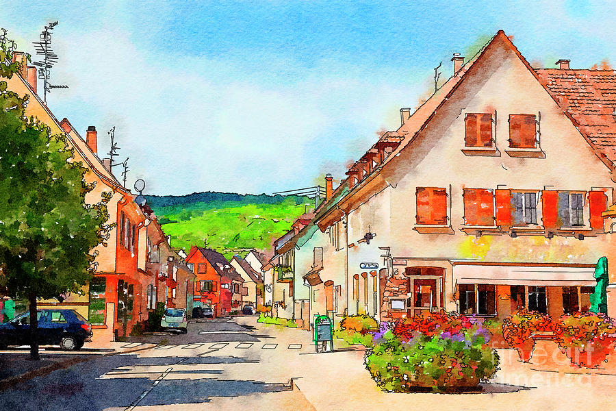 landscape and village in Alsace Digital Art by Ariadna De Raadt