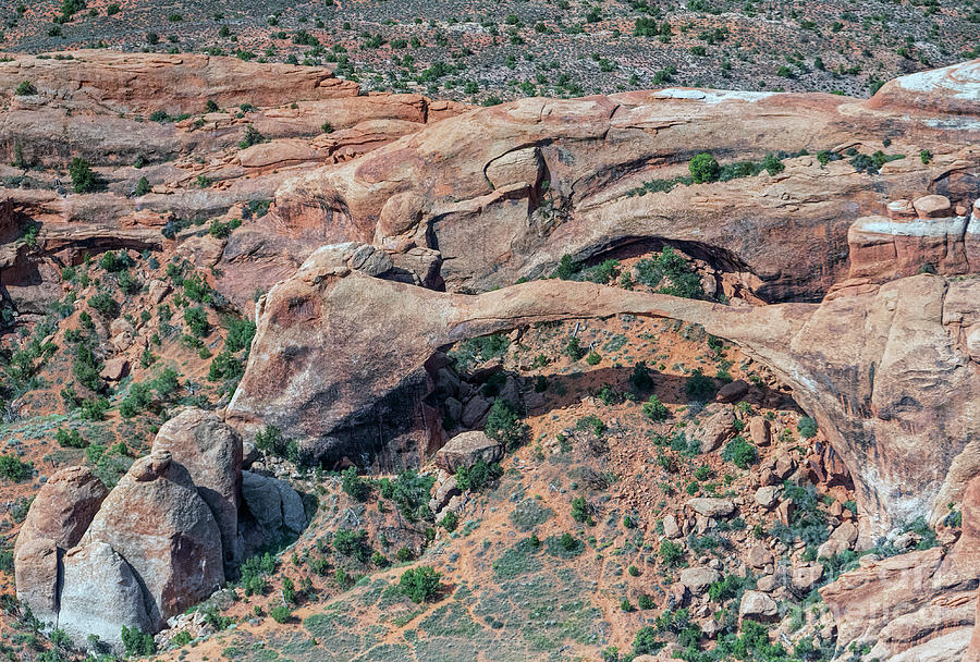 Landscape Arch in Arches National Park Aerial View Photograph by David Oppenheimer