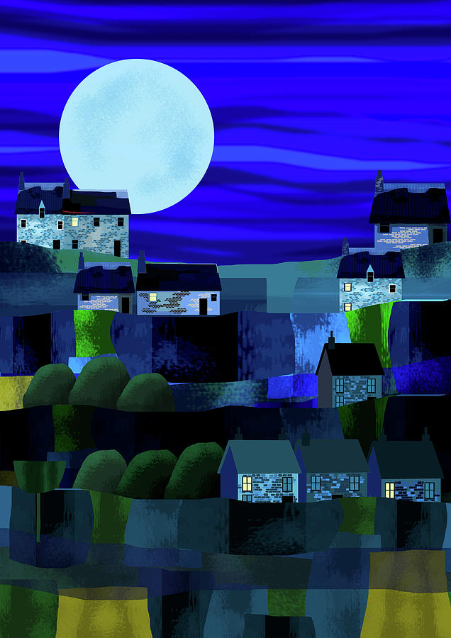 Nature Mixed Media - Landscape at Nighttime  by Andrew Hitchen