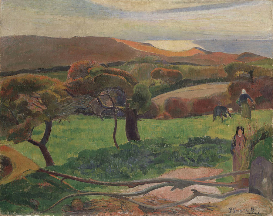 Landscape from Bretagne - Paul Gauguin Painting by Aesthetics Store Landscape from Bretagne - Paul Gauguin Painting by Aesthetics Store