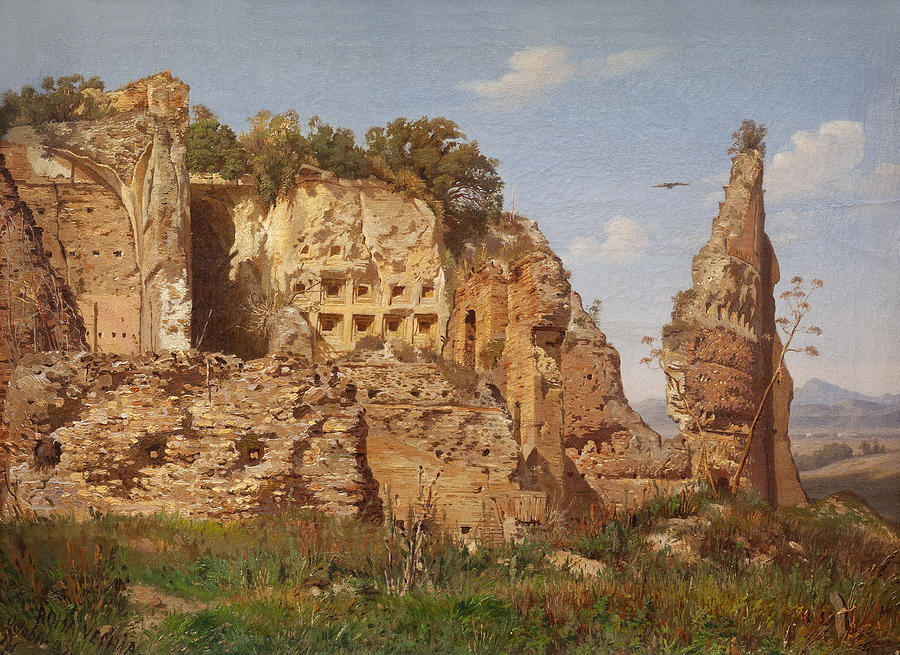 Landscape from Rome, Villa dei Quintili near Via Appia Painting by Harald Jerichau