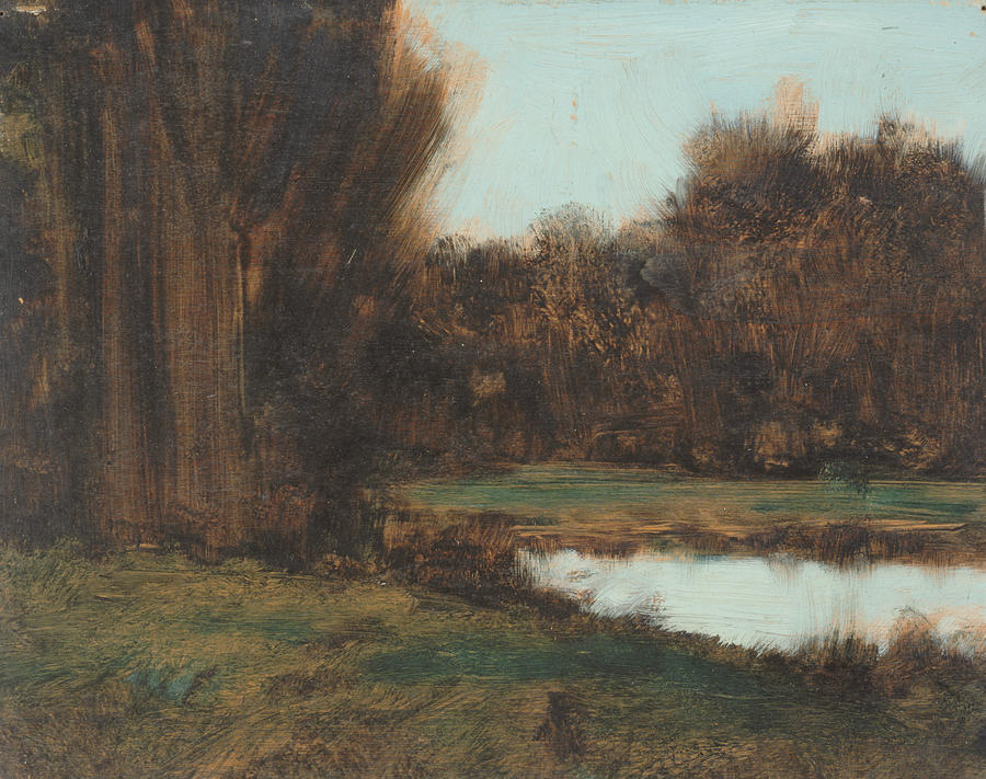 Landscape of Alsace, a Pond Painting by Jean-Jacques Henner