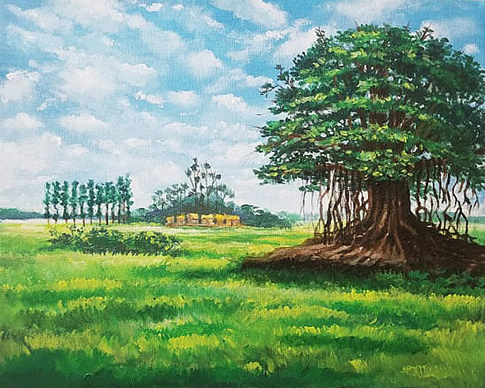 Landscape of Bengal Painting by Rafa Islam - Fine Art America