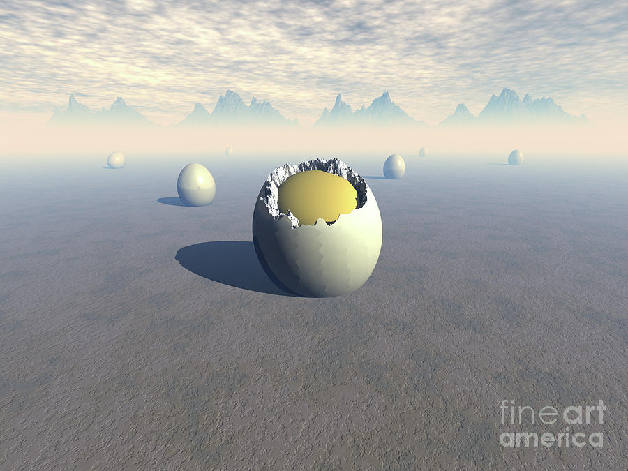 Landscape of Seven Eggs Digital Art by Phil Perkins