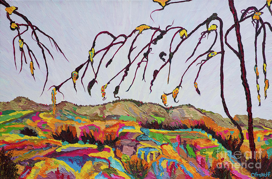 The Negev Landscape In Colorful Fantasy - summer Painting by Ofra Wolf