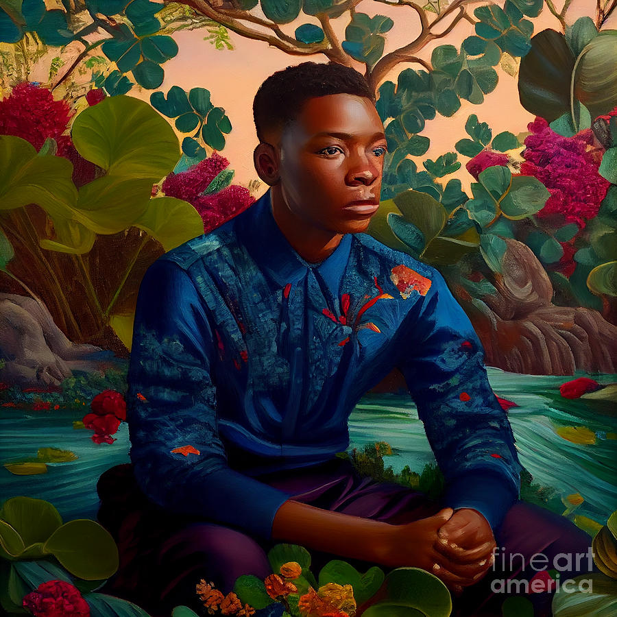Landscape  Oil  Painted  By  Kehinde  Wiley  By Asar Studios Digital Art