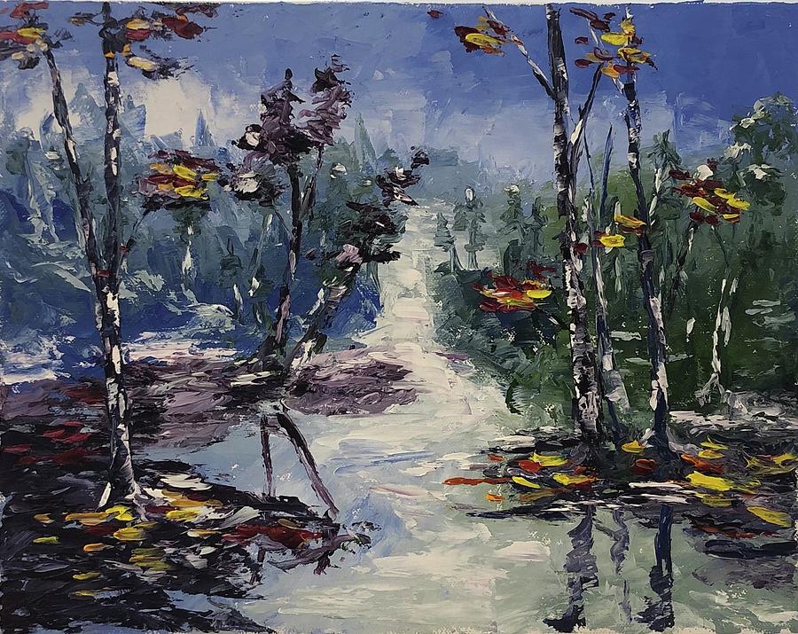 Landscape Original Oil Painting on Sale, Pallet knife on  Canvas,  Wall Fine art Decor,  Christmas E Painting by Iryna Oliinyk