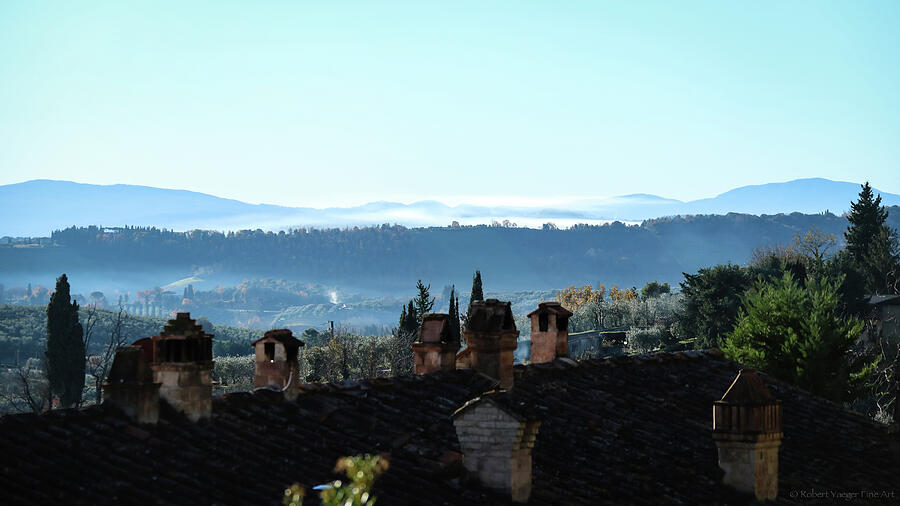 Landscape over Rooftop, Tuscany Photograph by Robert Yaeger