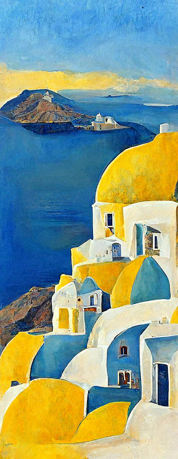 landscape  painting  of  santorini  with  houses  blu  1939ffa6  08bb  4646  b5f7  5eddf649d7c3 by A Painting