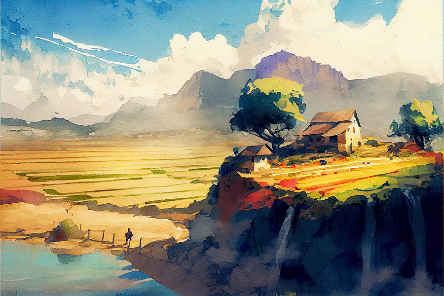 landscape  watercolor  painting  style  by  Alejandr  by Asar Studios Digital Art