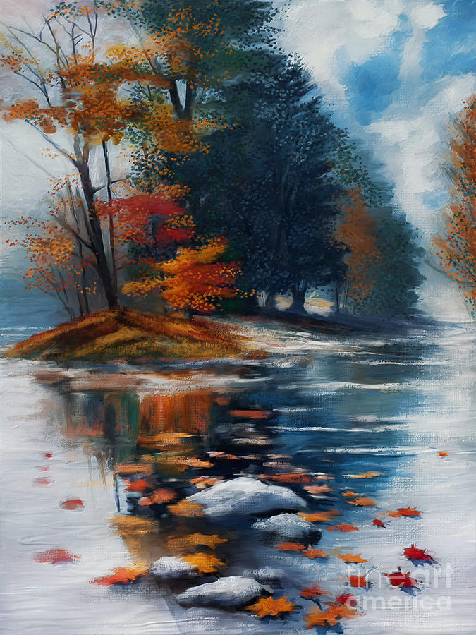 Landscape with a lake Digital Art by Andrzej Szczerski