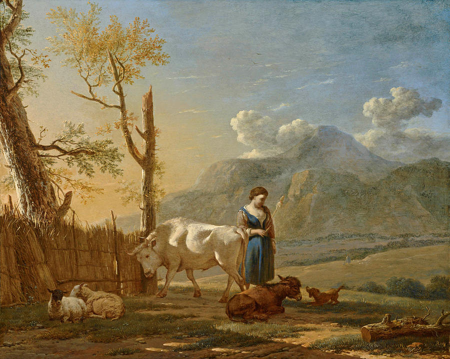 Landscape with a Shepherdess Painting by Karel Dujardin
