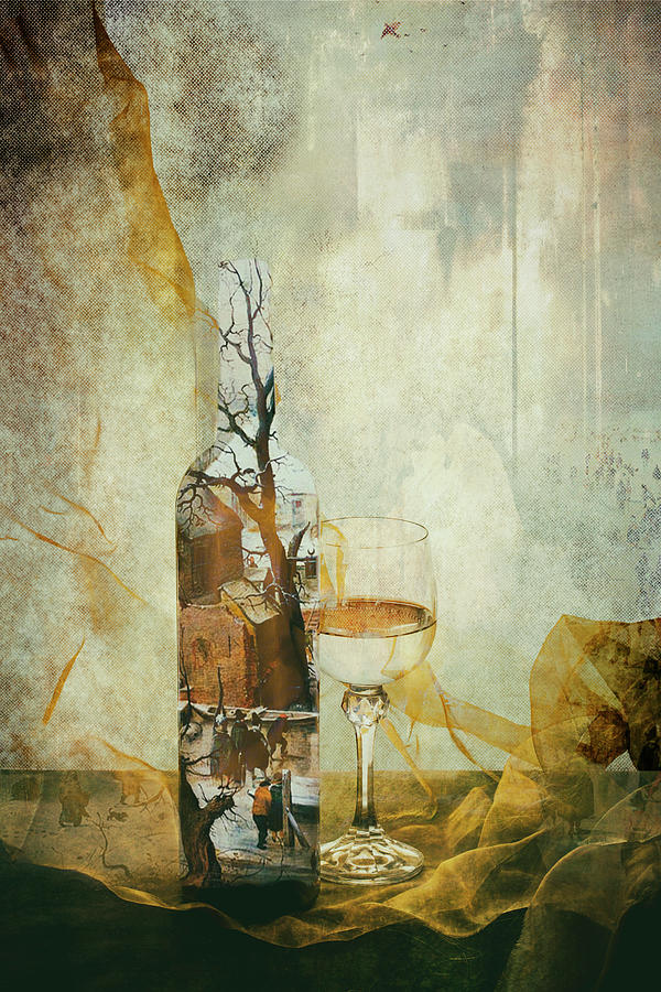 Still Life Digital Art - Landscape with a tree in a bottle by Valentin Ivantsov