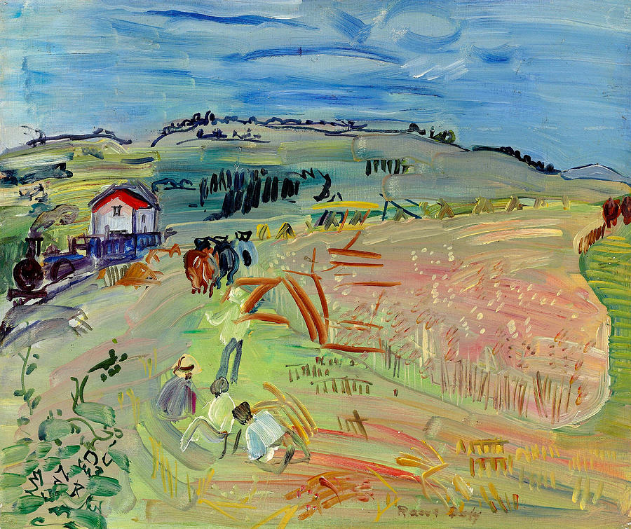 Landscape with a Wheat Field and Oxen Painting by Raoul Dufy